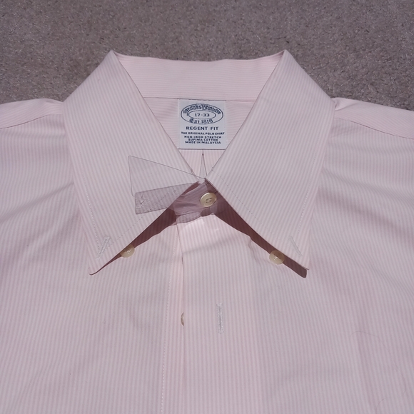 NEW Brooks Brothers XL 17 Pink Striped Dress Shirt - Picture 1 of 9